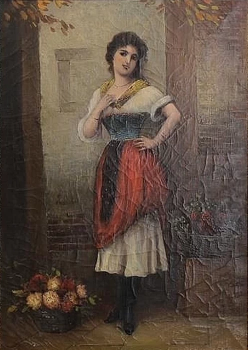 Giovane contadina con fiori